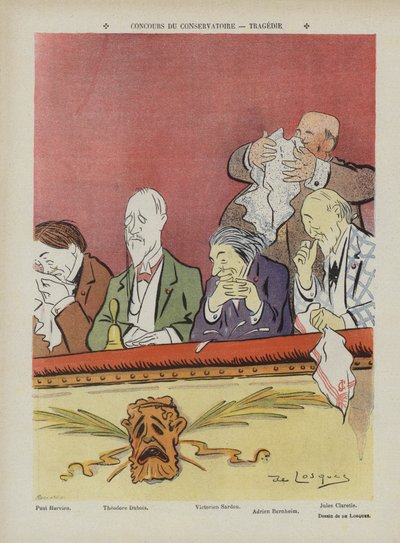 Konkurs w Konserwatorium Paryskim - tragedia. Ilustracja do Le Rire autorstwa Daniel de Losques