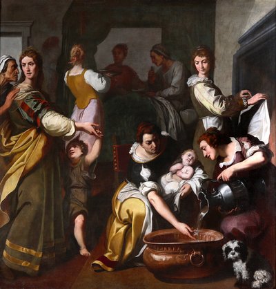 Życie Dziewicy: „Narodziny Maryi”” Obraz Daniele Crespi (1598-1630) XVII-wieczne Museo della Basilica di Santa Maria Assunta, Gallarate, Włochy autorstwa Daniele Crespi