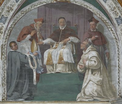 Papież zatwierdzający Zakon Kartuzów (fresk) autorstwa Daniele Crespi