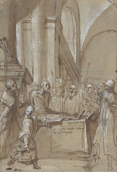 Raymond Diocrès przemawiający podczas pogrzebu z życia św. Brunona z Kolonii, 1628-29. autorstwa Daniele Crespi