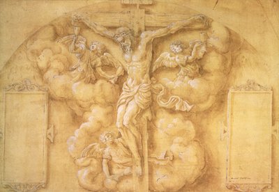 Ukrzyżowanie, 1547 (ołówek podkreślony bielą na papierze) autorstwa Daniele da Volterra