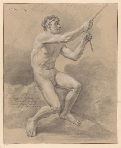 Siedzący mężczyzna nago, widok z boku (1 nagroda 1777) autorstwa Daniël Dupré
