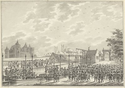 Przybycie uzbrojonych obywateli Amsterdamu do Muiden, 1787 autorstwa Daniël Kerkhoff