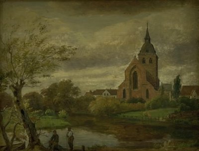Kościół św. Knuda nad rzeką w Odense. Jesień autorstwa Dankvart Dreyer