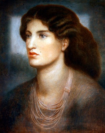 Portret - studium do „Kobiety w oknie” autorstwa Dante Gabriel Charles Rossetti