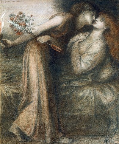 Sen Dantego w dniu śmierci Beatrice (Io sono in pace) - Dessin de Dante Gabriel Rossetti (1828-1882) autorstwa Dante Gabriel Charles Rossetti