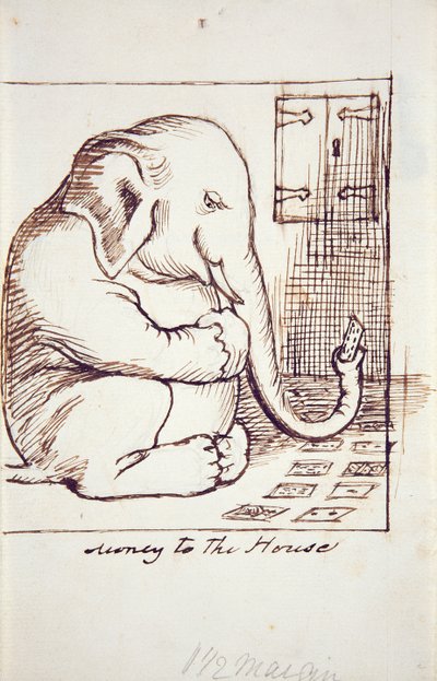 Pieniądze do domu, c.1873 (pióro i atrament na papierze) autorstwa Dante Gabriel Charles Rossetti