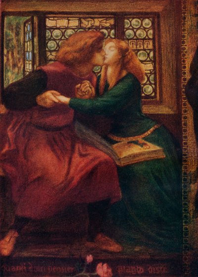 Detal Paolo i Francesca da Rimini, 1855 autorstwa Dante Gabriel Charles Rossetti