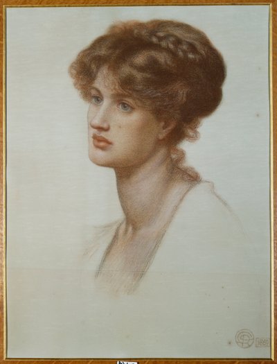 Portret pani William J. Stillman, długość biustu, 1869 autorstwa Dante Gabriel Charles Rossetti