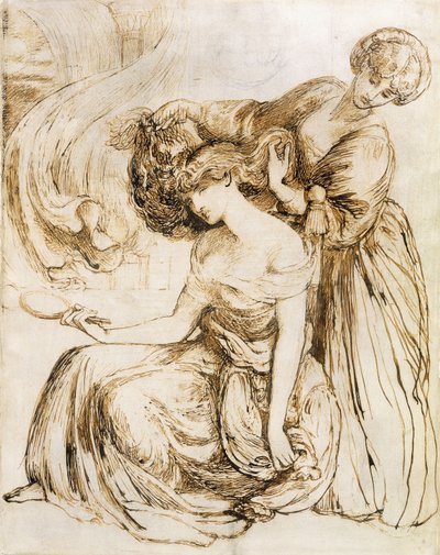 Studium do Pieśni śmierci Desdemony: Otello, akt IV, Sc. III, autorstwa Dante Gabriel Charles Rossetti