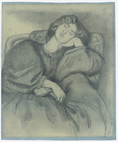 Studium Jane Morris śpiącej w tapicerowanym fotelu, autorstwa Dante Gabriel Charles Rossetti