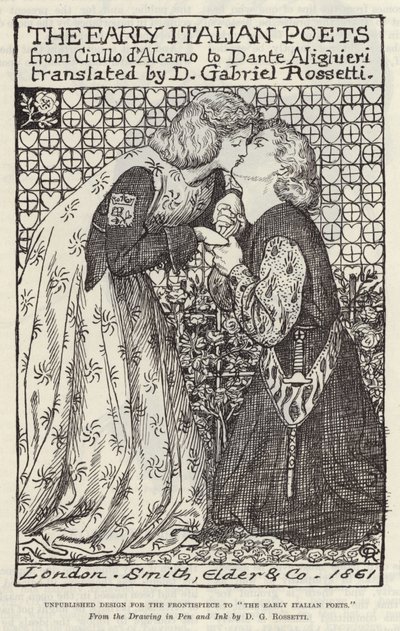 Niepublikowany projekt frontyspisu do The Early Italian Poets autorstwa Dante Gabriel Charles Rossetti