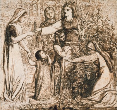 Wizja Dantego Matyldy zbierającej kwiaty, c1855 autorstwa Dante Gabriel Rossetti