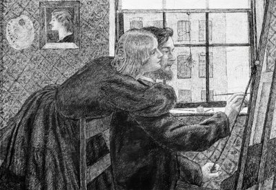 Fanny Cornforth i GP Boyce autorstwa Dante Gabriel Charles Rossetti