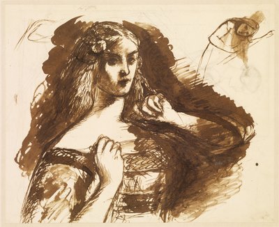 Półdługi szkic młodej kobiety autorstwa Dante Gabriel Rossetti