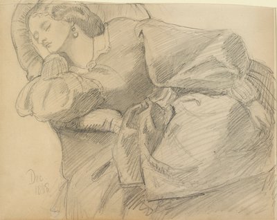 Ruth Herbert śpi, 1858 autorstwa Dante Gabriel Rossetti