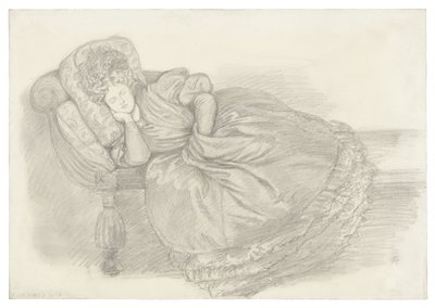 Studium Fanny Cornforth, śpiącej na szezlongu autorstwa Dante Gabriel Rossetti
