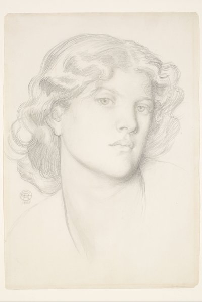 The Blue Bower - Studium głowy kobiety autorstwa Dante Gabriel Rossetti