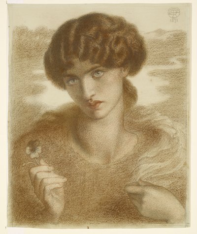 Wierzba wodna - Studium głowy i ramion kobiety autorstwa Dante Gabriel Rossetti