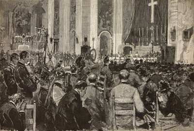 Pochówki za zmarłych w Dogali w kościele Sant Andrea della Valle w Rzymie, rycina z rysunku Dantego Paolocciego, z L