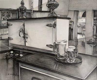 After Hour Drinks, 2019 (ołówek na papierze) autorstwa Darrell Windjack