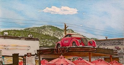 Pitstop na Route 66, 2024 (ołówek na papierze) autorstwa Darrell Windjack