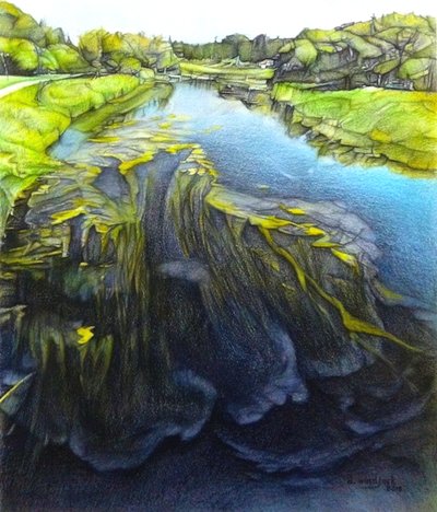 What Lies Beneath, 2018 (ołówek, tusz na papierze) autorstwa Darrell Windjack