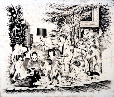 Christmas at The Kennedys, 2016 (olej na płótnie) autorstwa Darren Coffield