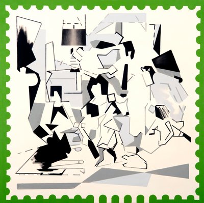 Christmas at The Kennedys IV, 2019 (akryl na płótnie) autorstwa Darren Coffield