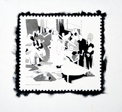 Święto Patelni (studium pieczęci), 2019 (tusz na papierze) autorstwa Darren Coffield