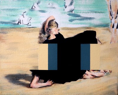 Na plaży (według Maneta), 2019 (akryl na płótnie) autorstwa Darren Coffield