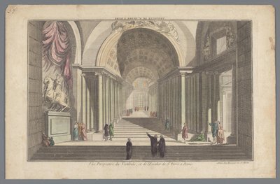 Widok na przedsionek i klatkę schodową Bazyliki św. Piotra w Rzymie Vestibule de St. Pierre a Rome / Vue Perspective du Vestibule, et de l