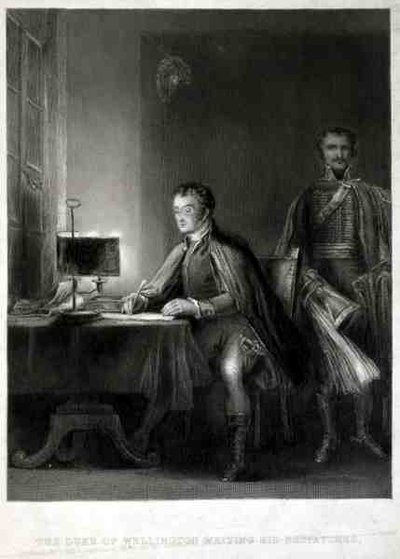 Książę Wellington pisze swoje depesze, grawerowane przez Williama Greatbacha (ur. 1802) (grawerowanie) autorstwa David (after) Wilkie