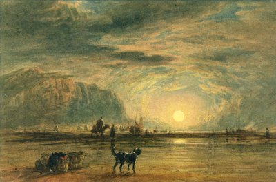 Scena na plaży - Wschód słońca, ok. 1820 (akwarela i długopis na graficie na papierze) autorstwa David (attr. to) Cox