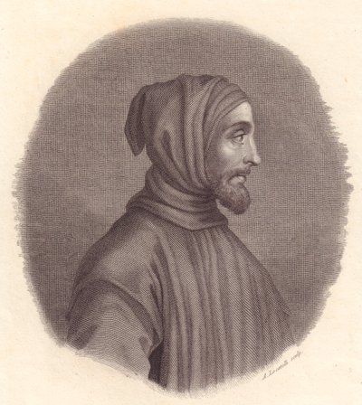 Portret włoskiego malarza Cimabue (ok. 1240-1302), miedzioryt Locatellego na podstawie portretu Simone Senese autorstwa John Ward Dunsmore