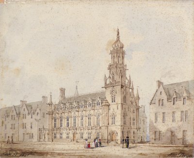 Dundee Royal Exchange z wieżą i koroną: pierwszy rysunek autorstwa David Bryce