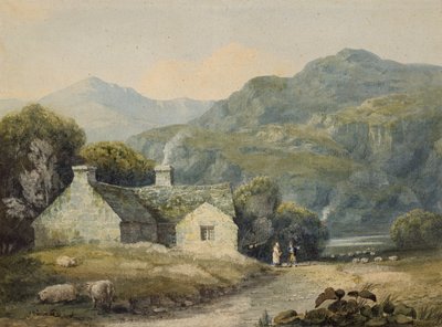 Dom wiejski w Llanberis, Północna Walia (wc na papierze) autorstwa David Cox