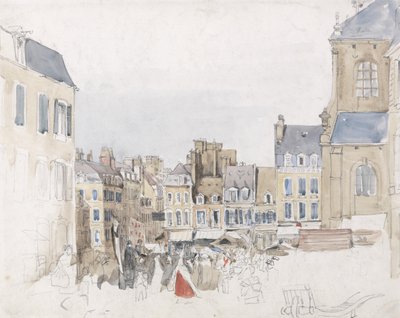 Rynek francuski, c.1829 (w/c nad grafitem na papierze) autorstwa David Cox