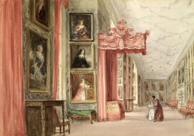 Wnętrze Long Gallery, Hardwick Hall, Derbyshire, 1838 autorstwa David Cox