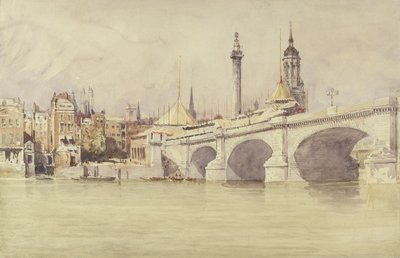 London Bridge, 1831 (wc z kolorem nadwozia nad grafitem na papierze) autorstwa David Cox