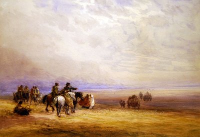 Przygotowanie do przeprawy przez Lancaster Sands (akwarela na papierze) autorstwa David Cox