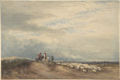 Jeźdźcy z owcami w pobliżu ujścia rzeki autorstwa David Cox
