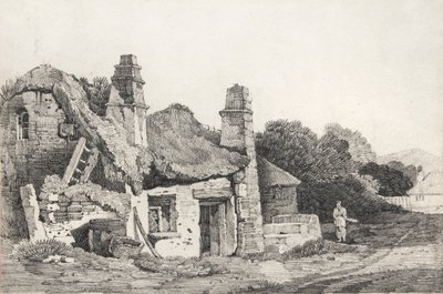 Zrujnowana chata (rysunek) autorstwa David Cox