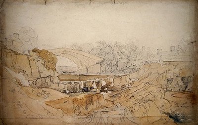 Most w Rhayader (ołówek i akwarela na papierze) autorstwa David Cox