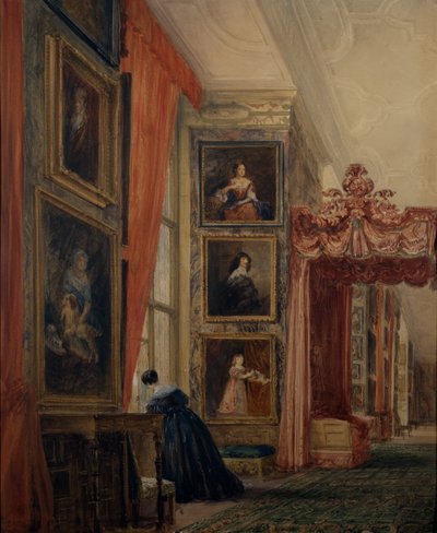 The Long Gallery w Hardwick (akwarela na papierze) autorstwa David Cox