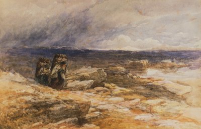Zbieracze torfu w pobliżu Bettws-Y-Coed, Północna Walia (akwarela) autorstwa David Cox