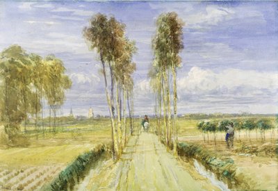 The Poplar Avenue (akwarela na ołówku i czarna kreda na papierze) autorstwa David Cox