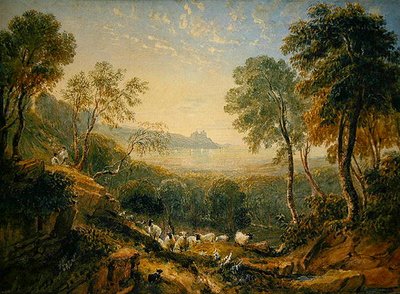 Widok zamku Harlech (akwarela na papierze) autorstwa David Cox