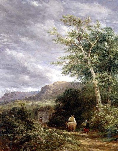 Pejzaż walijski z młynem wodnym (olej na płótnie) autorstwa David Cox