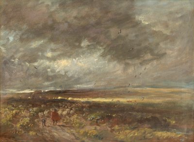 Krajobraz torfowiskowy: pasterz i owce, ok. 1810 r. autorstwa David Cox the elder